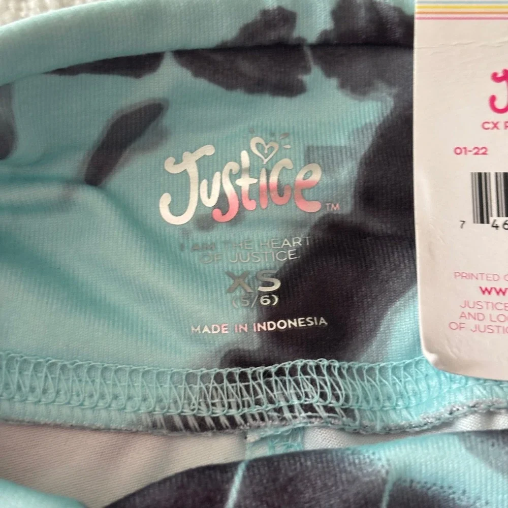 Justice Girls Ankle Leggings Bundle XS 5/6 Butterfly Tie Dye Colorblock 3 Pack